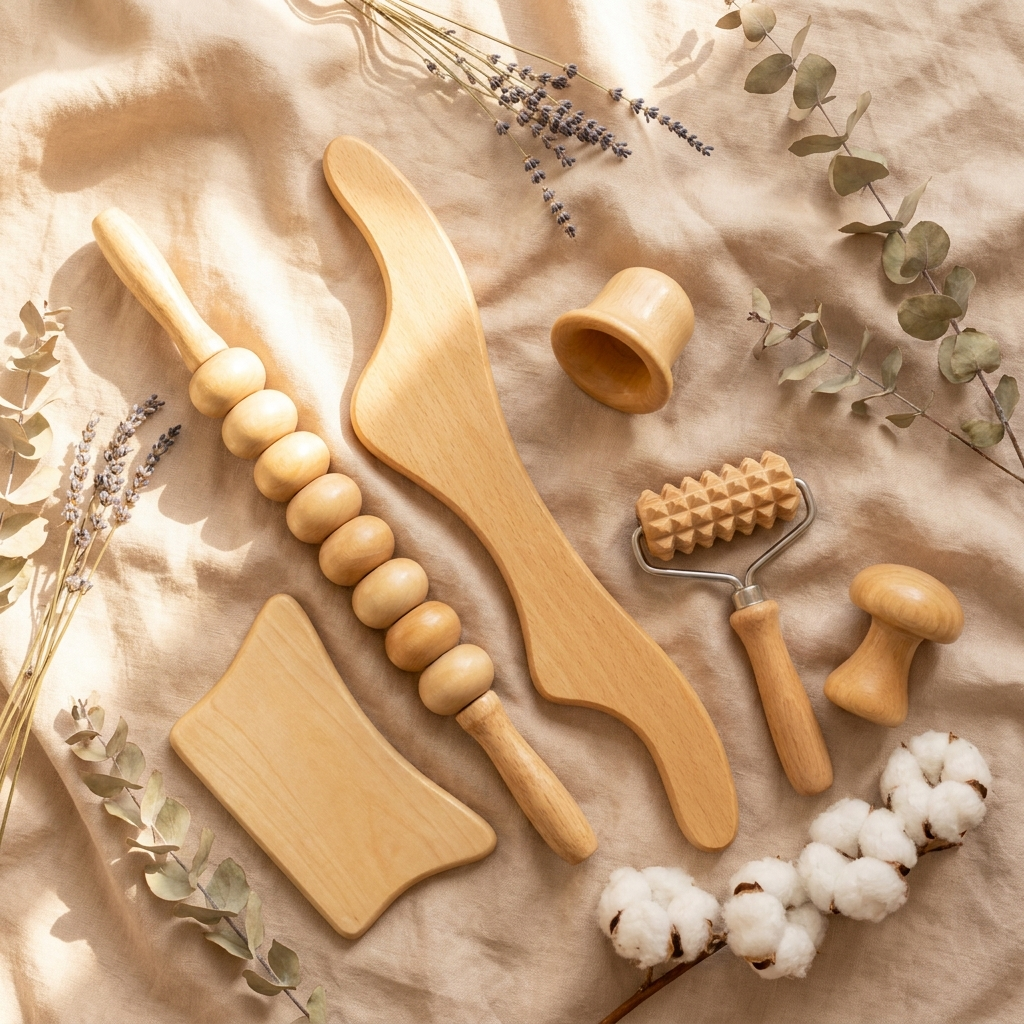 Starter Bundle - 6 houten maderotherapie tools flat lay